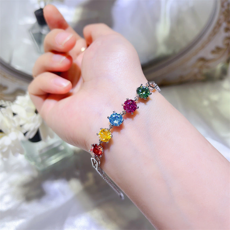 Colorful Moissanite Tennis Bracelet for Women, Sweet Snowflake-Inspired Link Bracelet product image