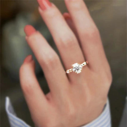 Moissanite Ring for Women, Two-Tone Floral Engagement Ring, 1 Carat Promise Ring