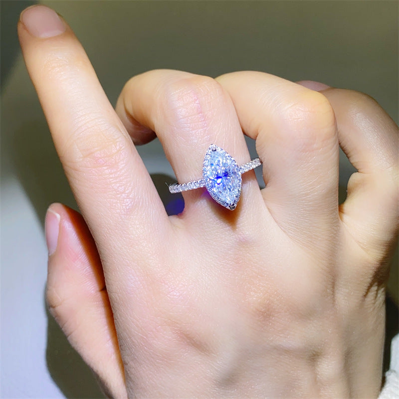 Marquise Cut Moissanite Ring for Women - Purple or White Solitaire Ring, Sizes 9-20