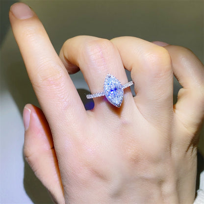 Marquise Cut Moissanite Ring for Women - Purple or White Solitaire Ring, Sizes 9-20