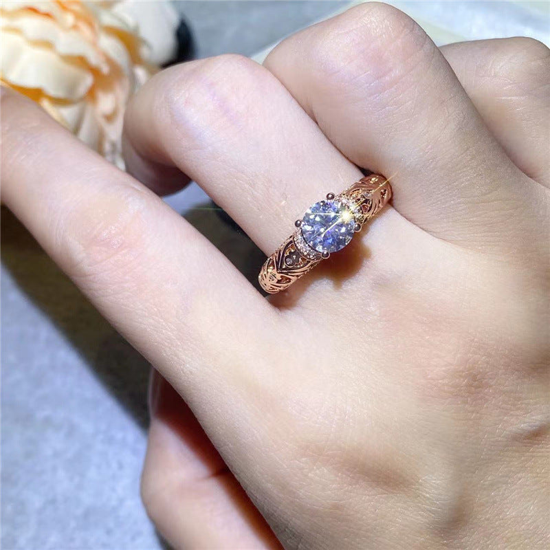 Moissanite Floral Solitaire Ring for Women, Rose Bloom Twist Engagement Style Ring, Sizes 8-19 product image