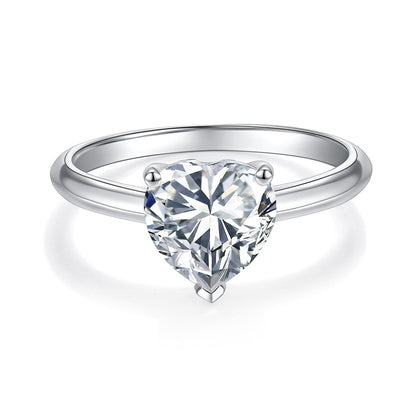Moissanite Ring for Women, 1 Carat Solitaire Engagement Ring, Heart & Marquise Cuts