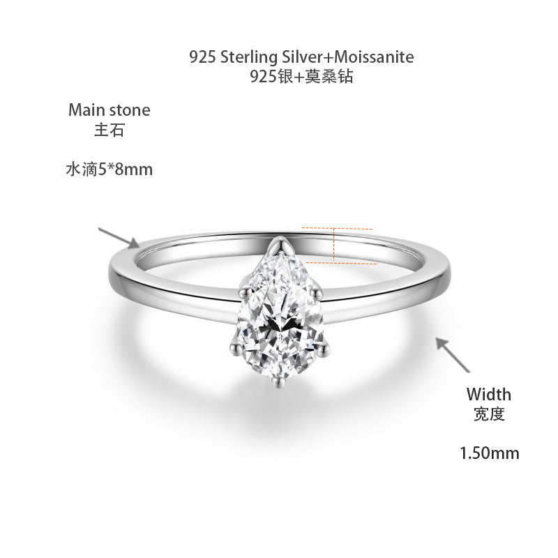Moissanite Ring for Women, 1 Carat Solitaire Engagement Ring, Heart & Marquise Cuts product image
