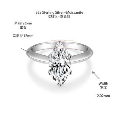 Moissanite Ring for Women, 1 Carat Solitaire Engagement Ring, Heart & Marquise Cuts