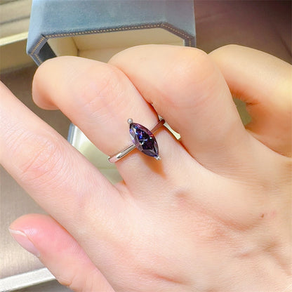 Marquise Cut Moissanite Ring for Women - Purple or White Solitaire Ring, Sizes 9-20