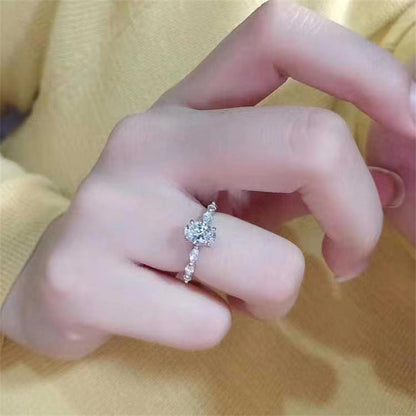 Oval Moissanite Ring with Geometric Side Stones - 1 Carat & 2 Carat Statement Ring for Women