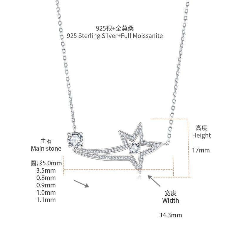 0.5 Carat Moissanite Star Pendant Necklace for Women, Celestial Comet Design product image