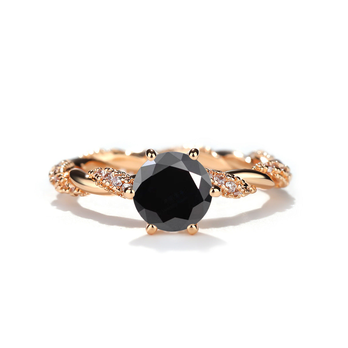 Round Cut Moissanite Ring for Women, 18K Gold-Plated Twist Band Engagement or Promise Ring, Size 9-20 product image