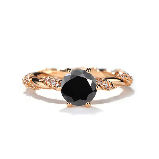 Round Cut Moissanite Ring for Women, 18K Gold-Plated Twist Band Engagement or Promise Ring, Size 9-20 product image