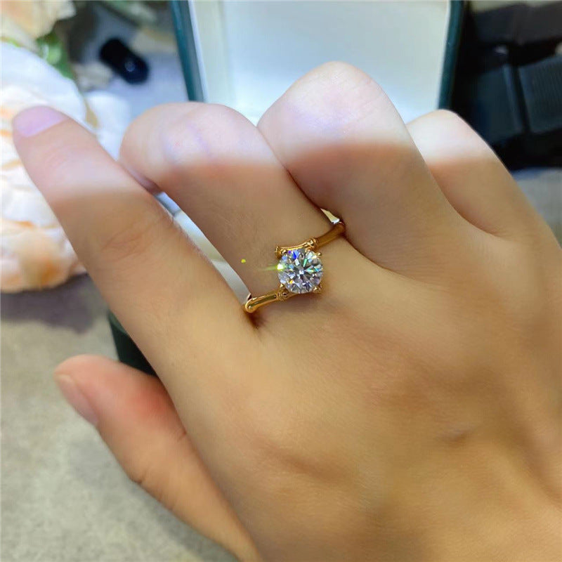 Moissanite Floral Solitaire Ring for Women, Rose Bloom Twist Engagement Style Ring, Sizes 8-19 product image