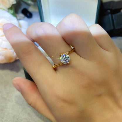 Moissanite Floral Solitaire Ring for Women, Rose Bloom Twist Engagement Style Ring, Sizes 8-19