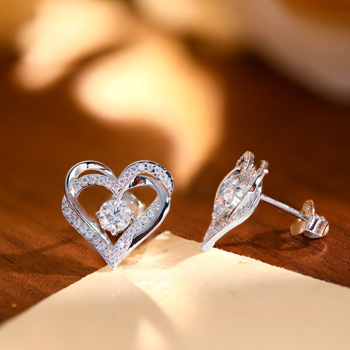 Moissanite Heart Pendant Necklace with “I Love You for Always and Forever” Engraving, 18K Gold Plated product image