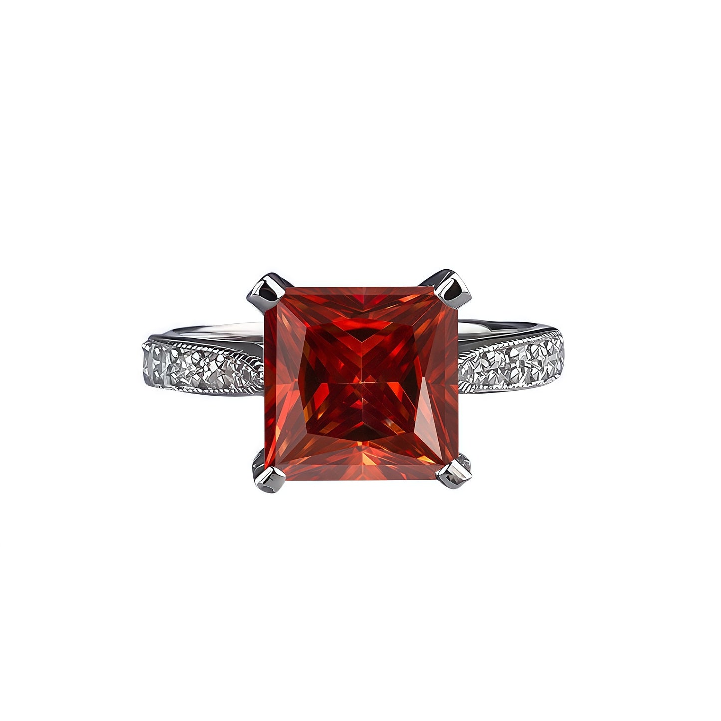 2.5 Carat Moissanite Asscher Cut Ring, S925 Sterling Silver, 4-Prong Solitaire product image