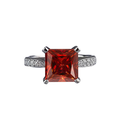 2.5 Carat Moissanite Asscher Cut Ring, S925 Sterling Silver, 4-Prong Solitaire
