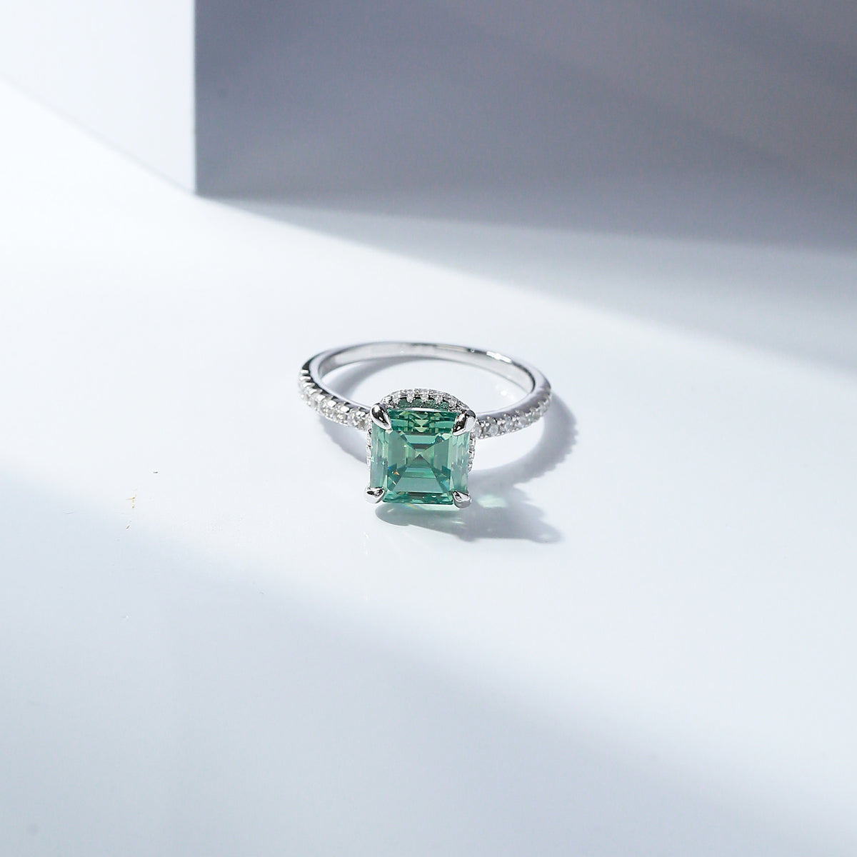 2.5 Carat Green Asscher Cut Moissanite Ring product image