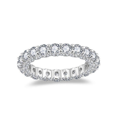 Moissanite Full Eternity Ring, Round Cut Wedding Band for Women, S925 Sterling Silver Promise Ring