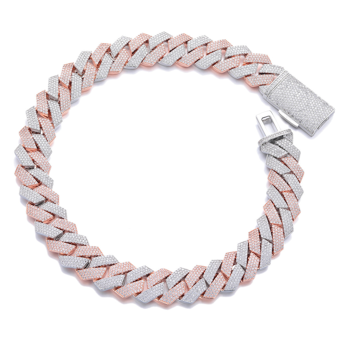 20mm Iced Cuban Link Bracelet with Geometric Zircon Links, Unisex product image