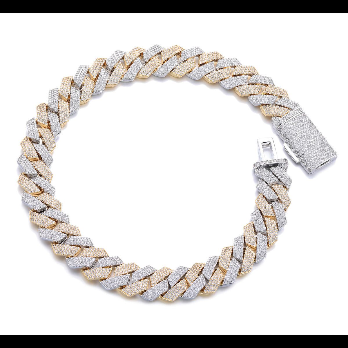 20mm Iced Cuban Link Bracelet with Geometric Zircon Links, Unisex product image