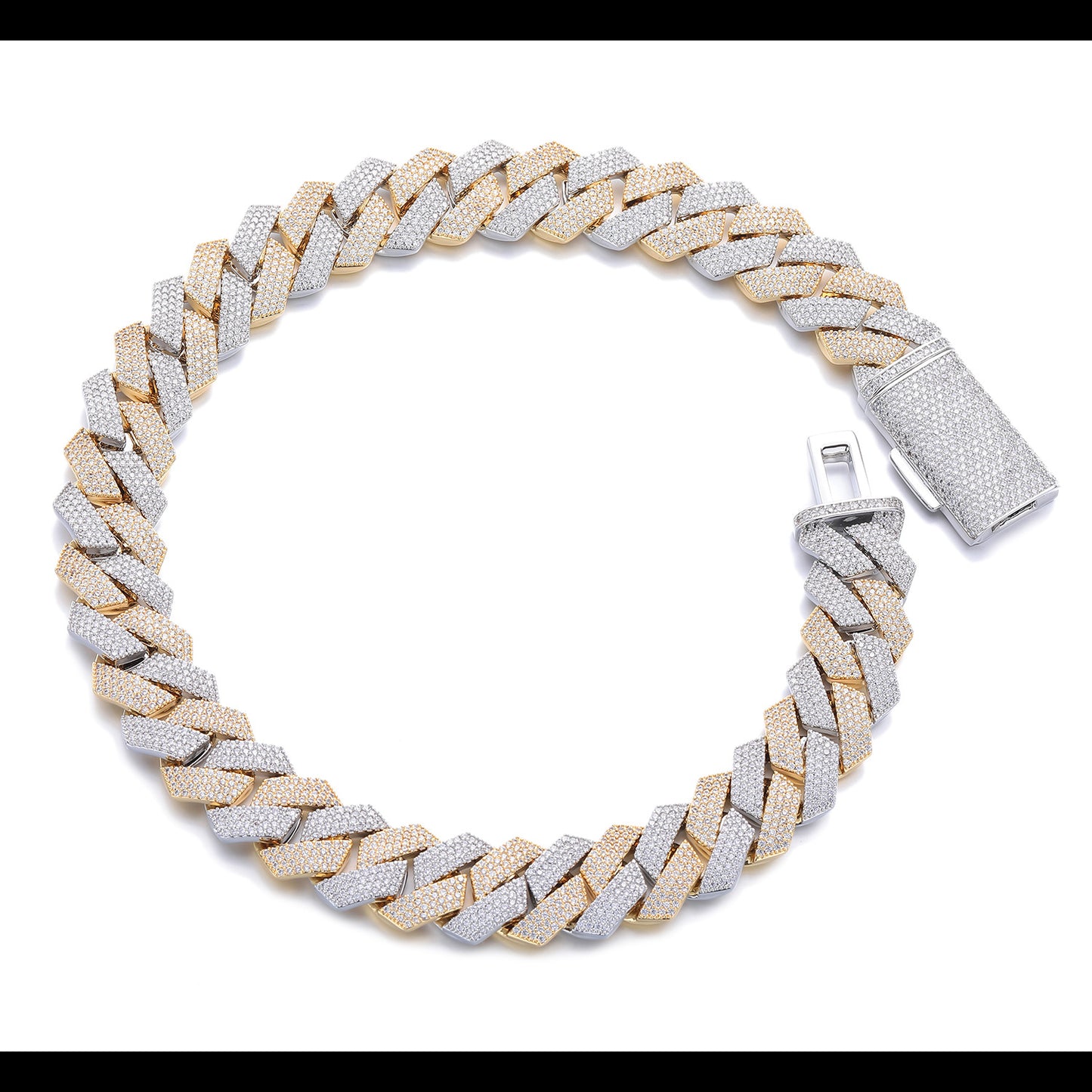 20mm Iced Cuban Link Bracelet with Geometric Zircon Links, Unisex