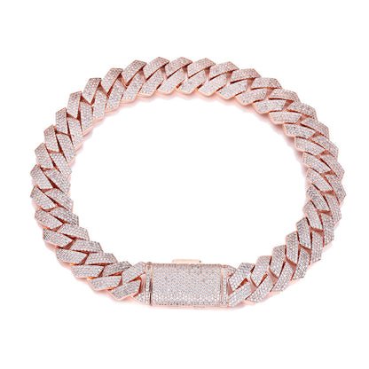 20mm Iced Cuban Link Bracelet with Geometric Zircon Links, Unisex
