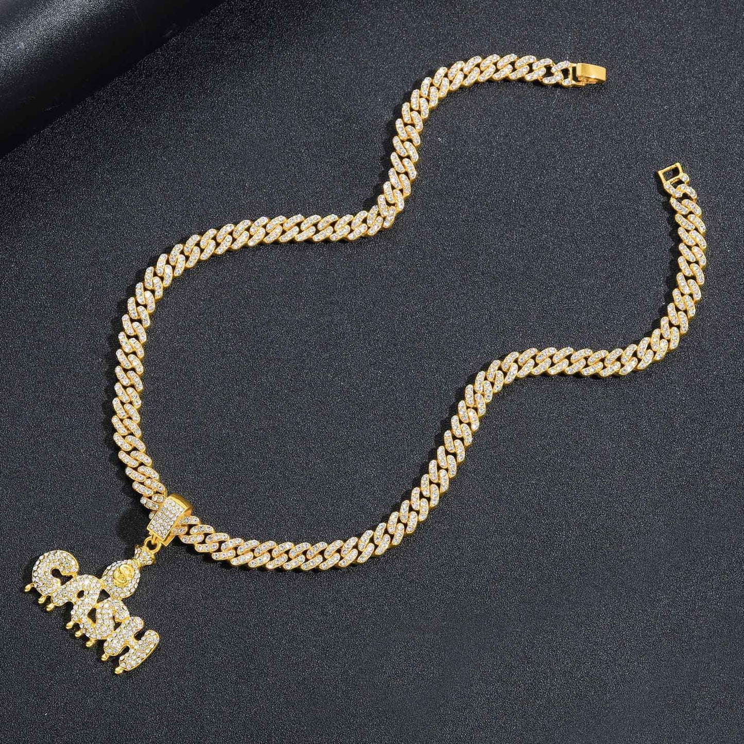 Hip Hop Letter Teardrop Dollar Alloy Pendant Necklace for Men and Women