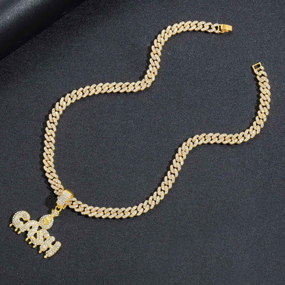 Hip Hop Letter Teardrop Dollar Alloy Pendant Necklace for Men and Women