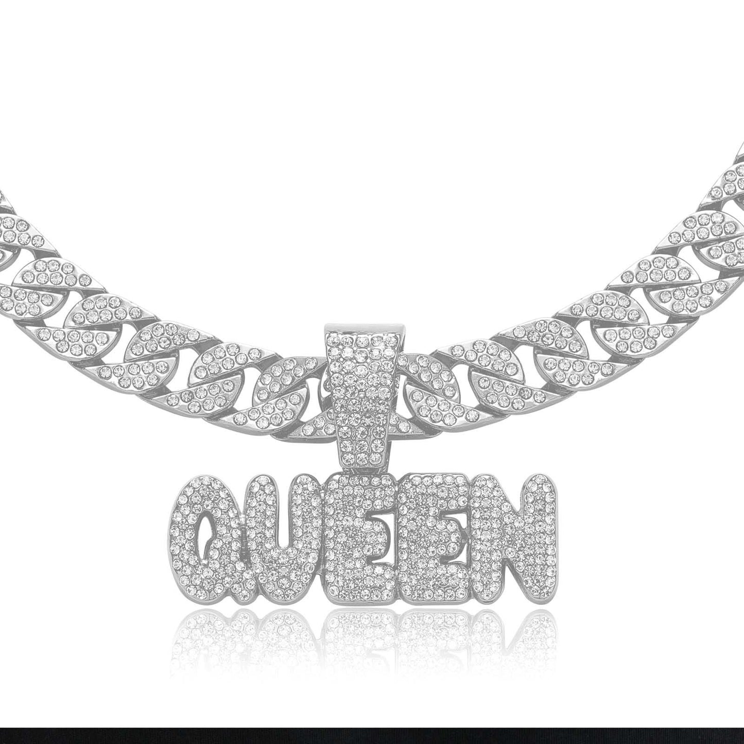 Hip Hop Letter Cuban Link Alloy Pendant Necklace for Men and Women
