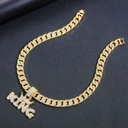 Hip Hop Heart Tennis Chain Alloy Bracelet for Men and Women