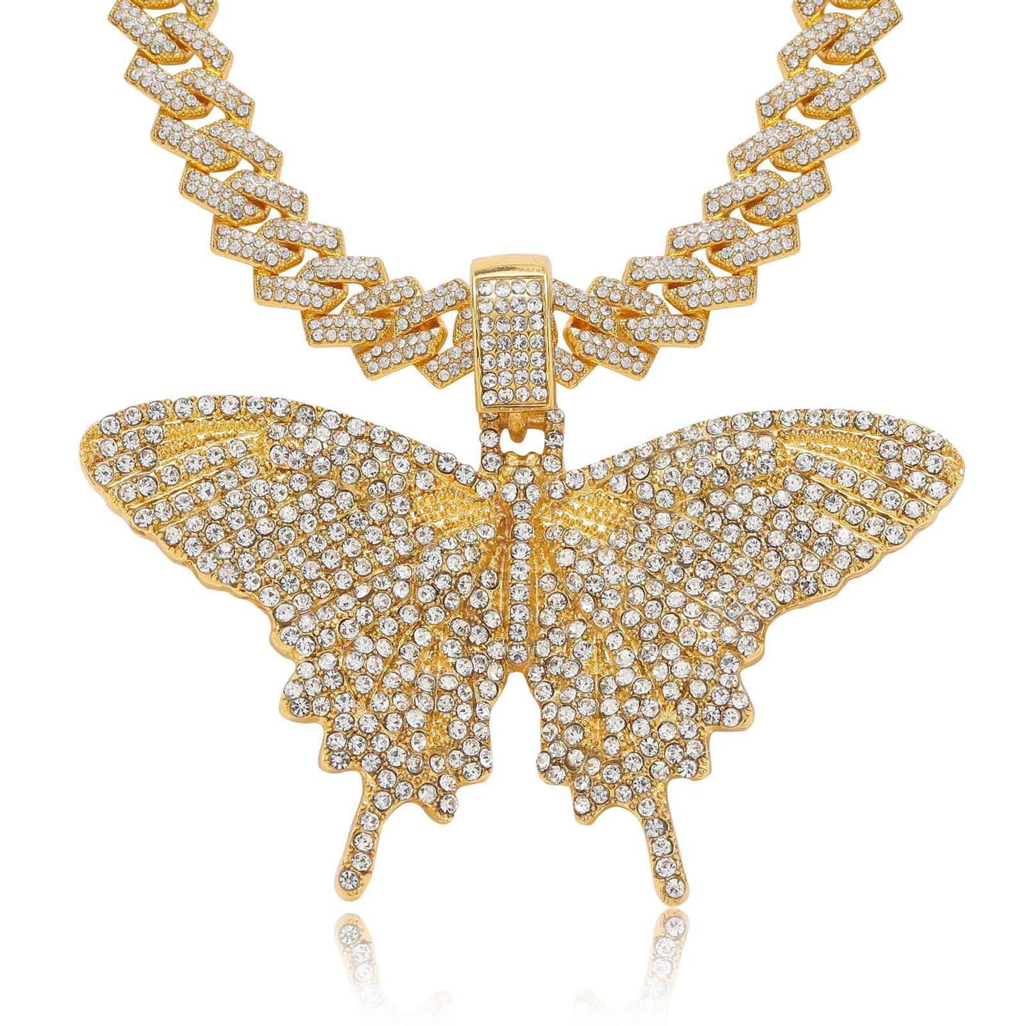 Hip Hop Butterfly Alloy Pendant Necklace for Men and Women