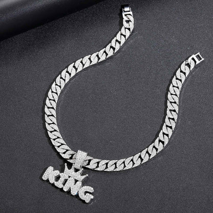 Hip Hop Heart Tennis Chain Alloy Bracelet for Men and Women