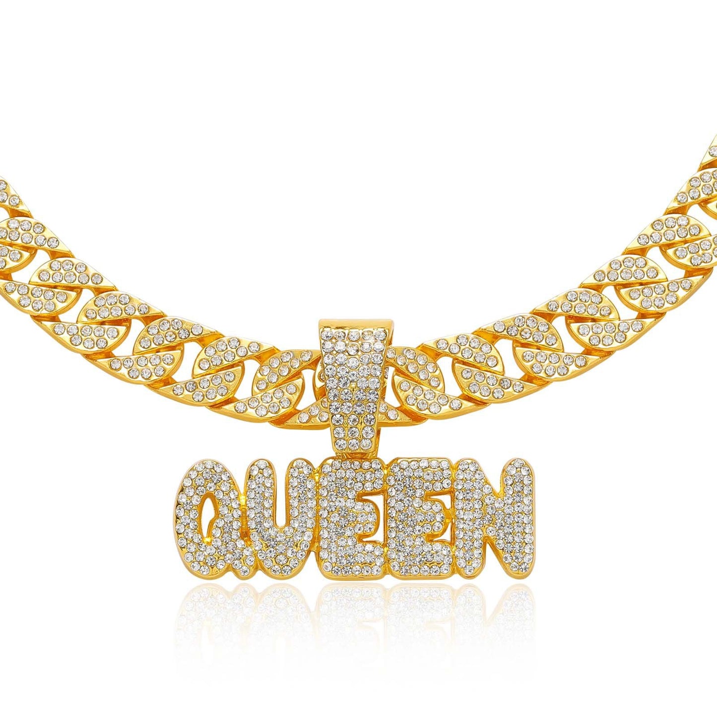 Hip Hop Letter Cuban Link Alloy Pendant Necklace for Men and Women