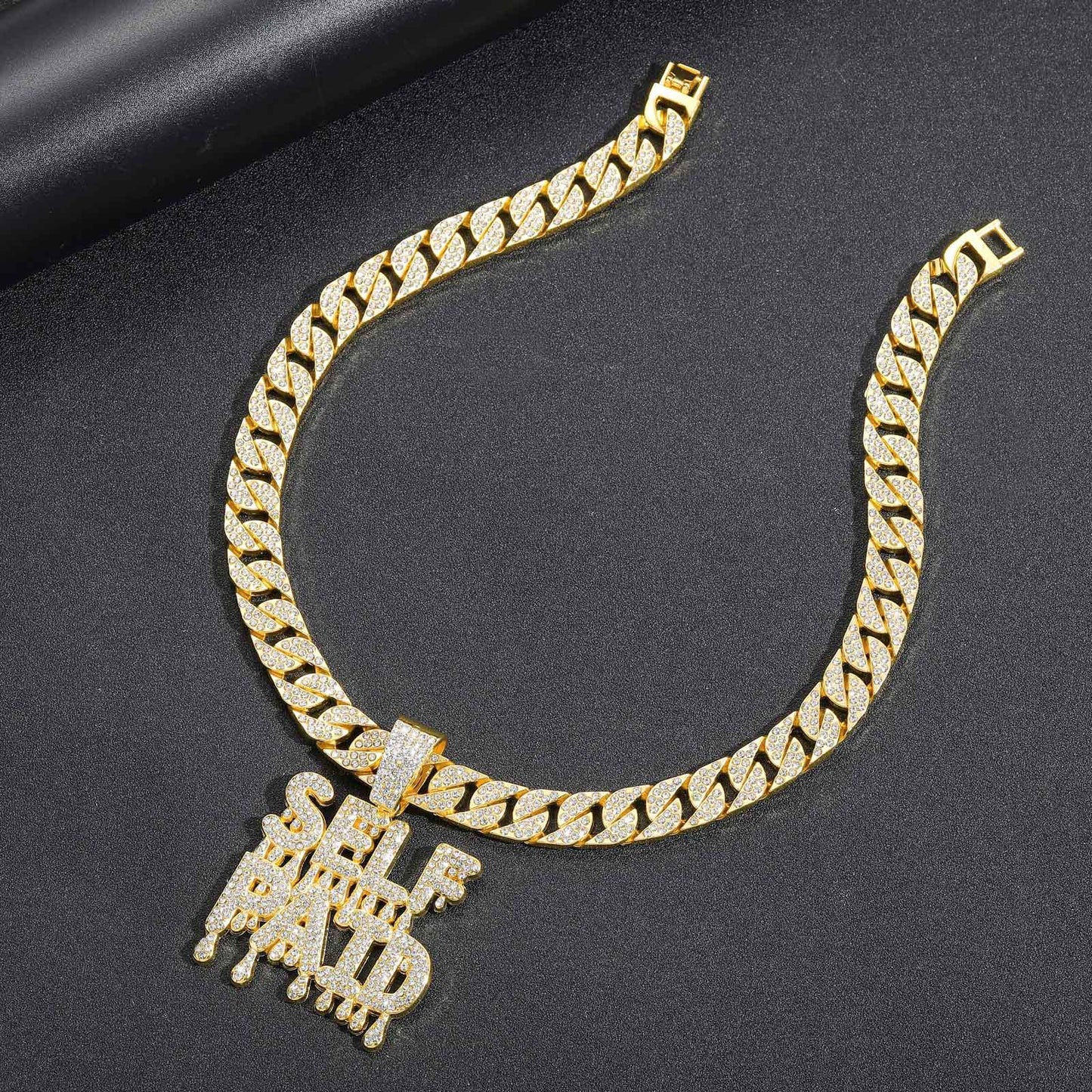 Hip Hop Letter Cubic Zirconia Pendant Necklace for Men and Women