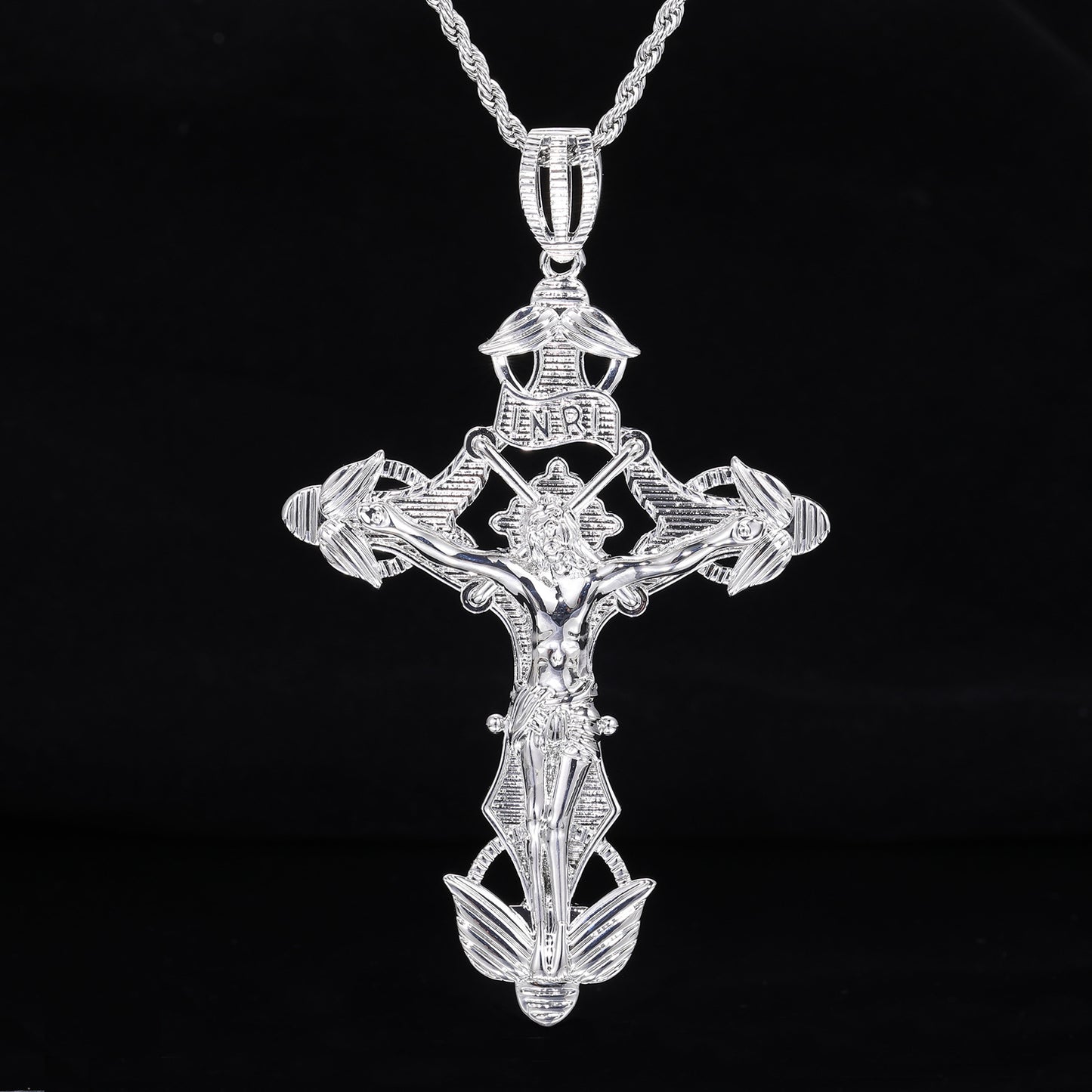 Vintage Cross Pendant Rope Chain Necklace for Women and Men - Hip Hop Streetwear Statement Jewelry product image