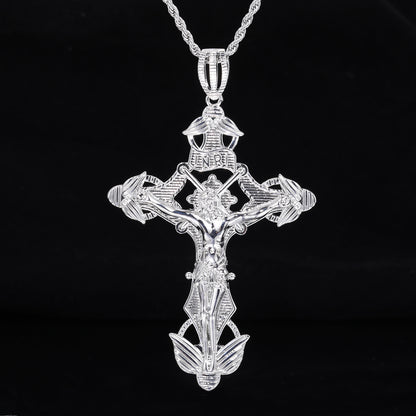 Vintage Cross Pendant Rope Chain Necklace for Women and Men - Hip Hop Streetwear Statement Jewelry