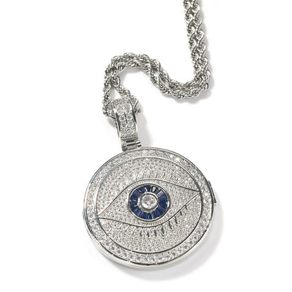 Round Evil Eye Photo Pendant Necklace