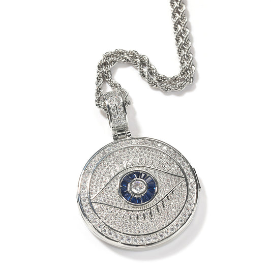 Round Evil Eye Photo Pendant Necklace alternate product image