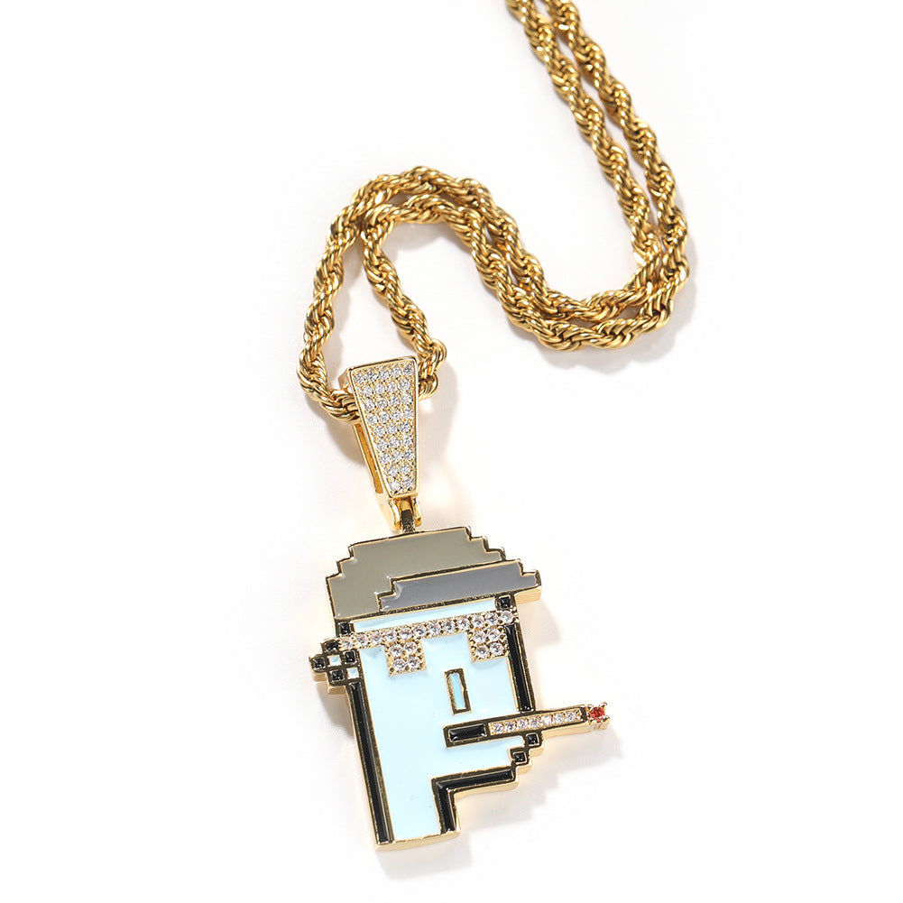 蓝脸灰帽头像（金色）+24inch麻花链