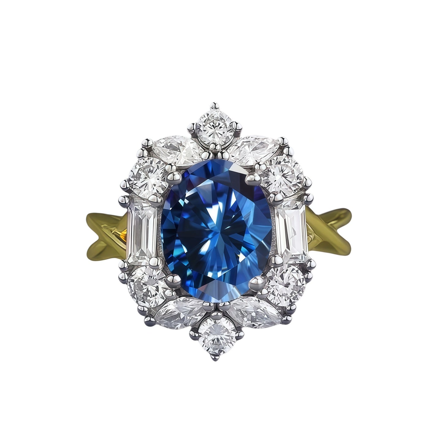 2ct Oval Moissanite Halo Ring, S925 Silver, Multi-Color Stone Options product image