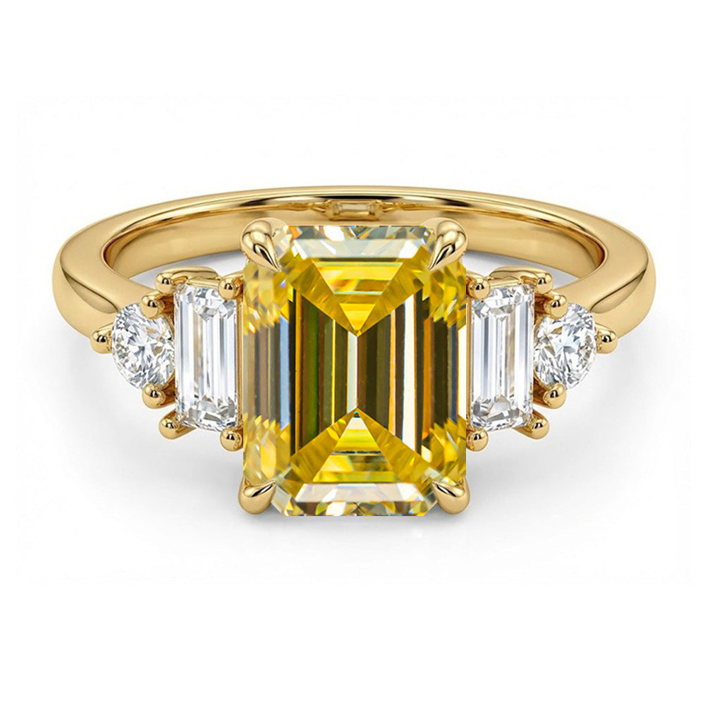 Emerald Cut Moissanite Ring, 2 Carat, S925 Sterling Silver, Gold-Tone Finish product image