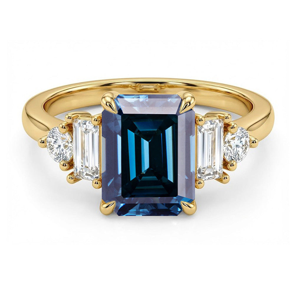 Emerald Cut Moissanite Ring, 2 Carat, S925 Sterling Silver, Gold-Tone Finish product image