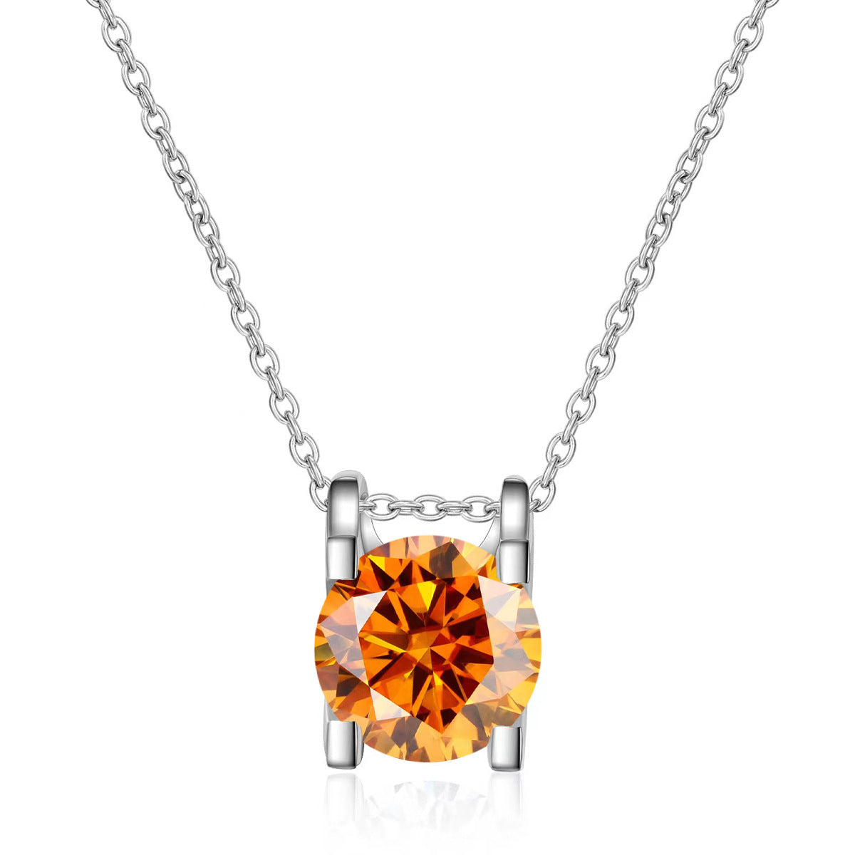 1/2 ct Moissanite Pendant Necklace, Box Chain, Round Color Stone, Layering Jewelry product image