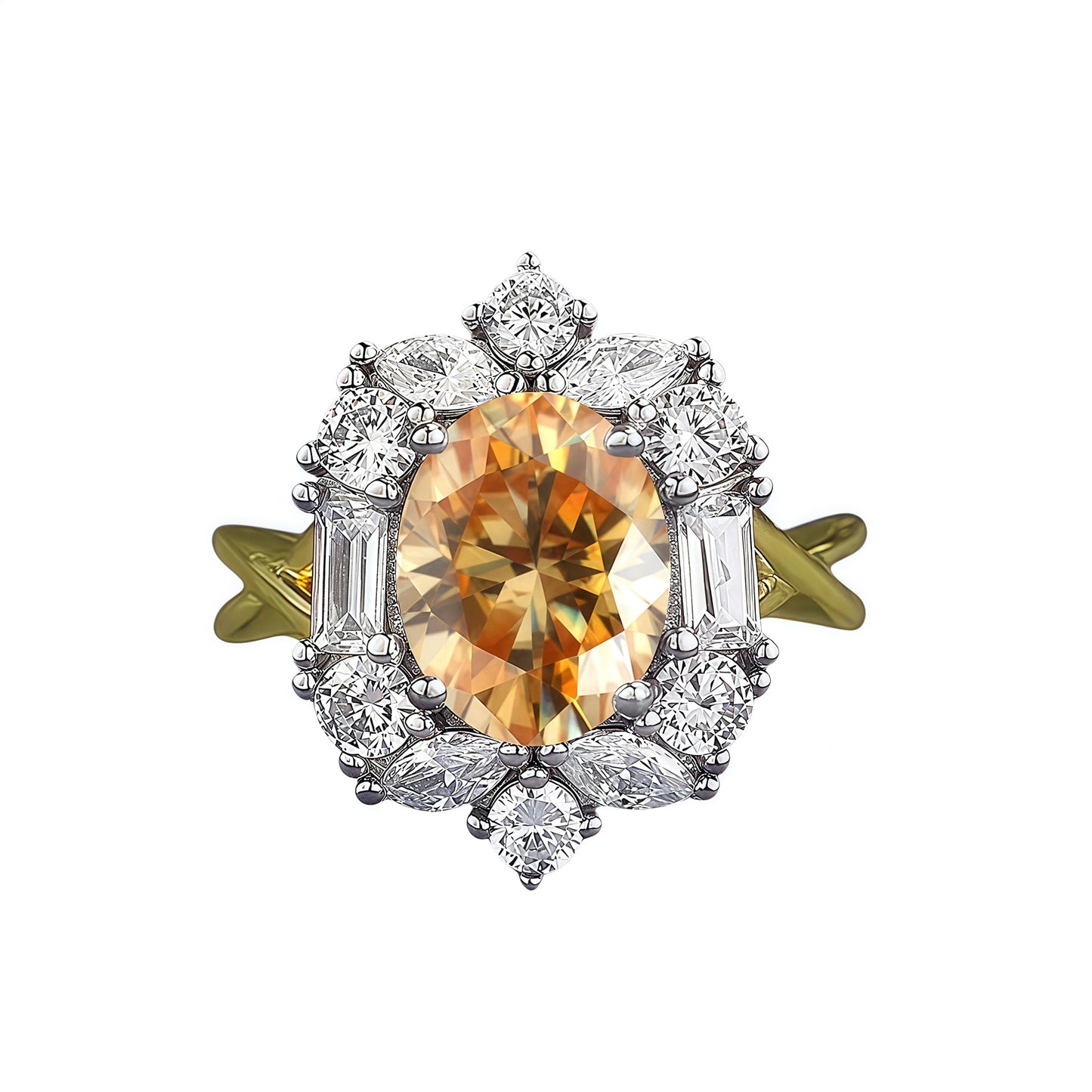 2ct Oval Moissanite Halo Ring, S925 Silver, Multi-Color Stone Options product image