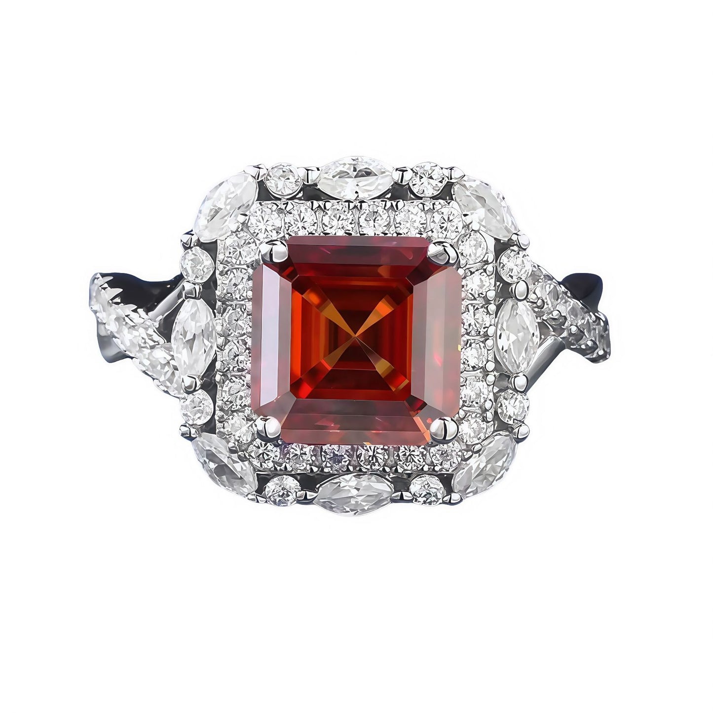 2 Carat Asscher-Cut Moissanite Halo Ring, Color Options product image