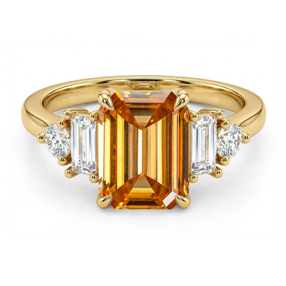 Emerald Cut Moissanite Ring, 2 Carat, S925 Sterling Silver, Gold-Tone Finish product image