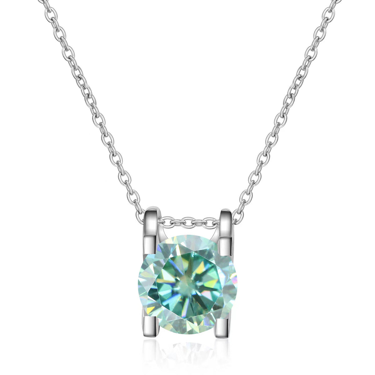 1/2 ct Moissanite Pendant Necklace, Box Chain, Round Color Stone, Layering Jewelry product image