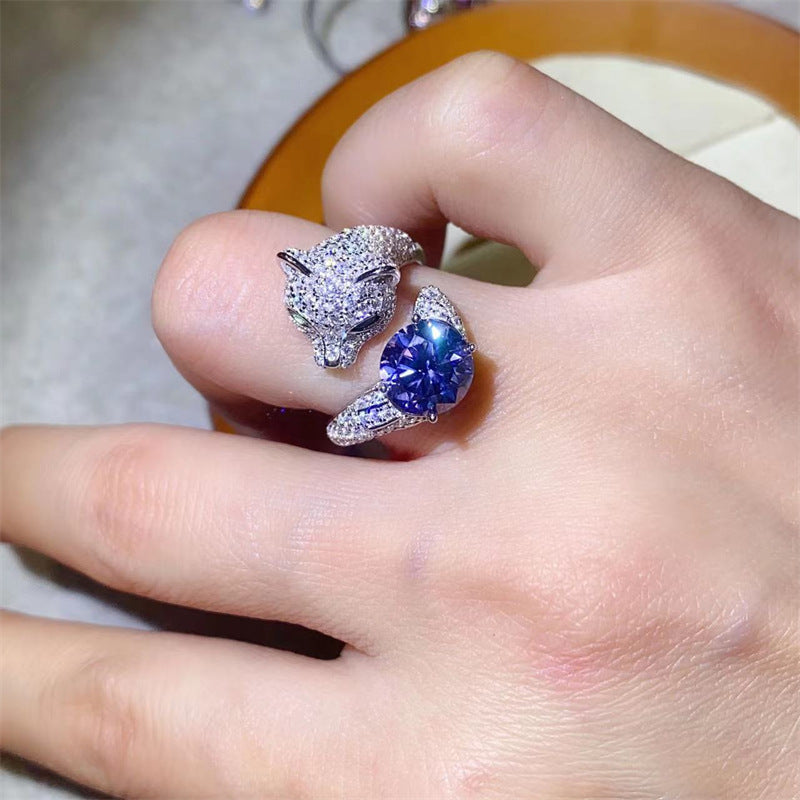 2 Carat Moissanite Ring for Women, Round Stone Pavé Ring, Engagement Promise Wedding Ring, Color Stone Statement Ring product image