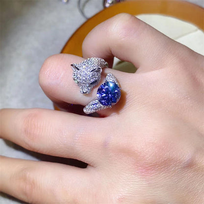 2 Carat Moissanite Ring for Women, Round Stone Pavé Ring, Engagement Promise Wedding Ring, Color Stone Statement Ring