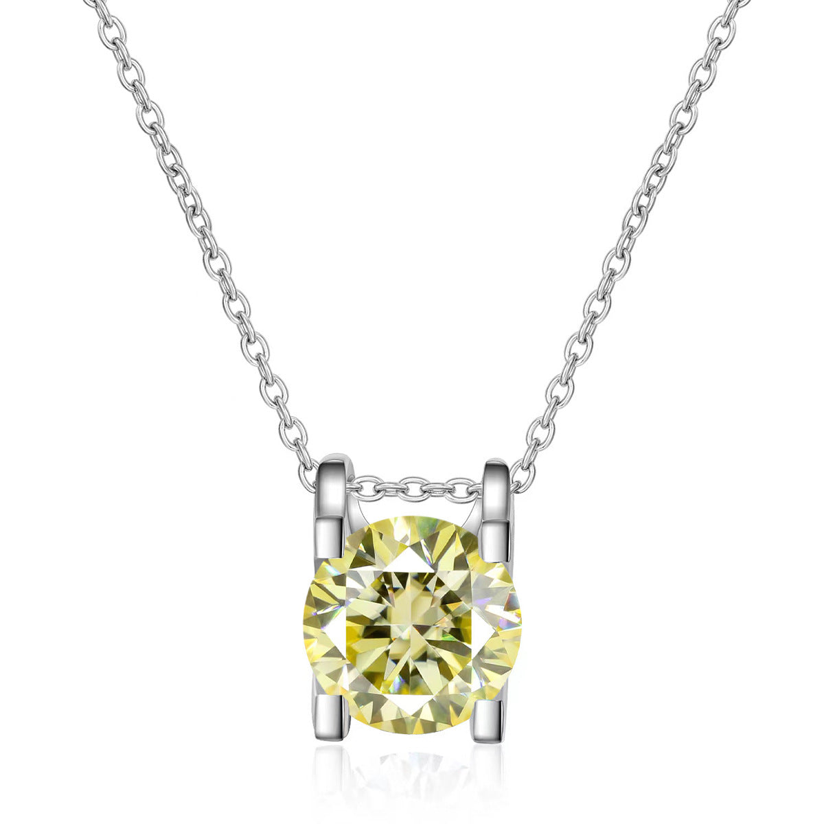 1/2 ct Moissanite Pendant Necklace, Box Chain, Round Color Stone, Layering Jewelry product image