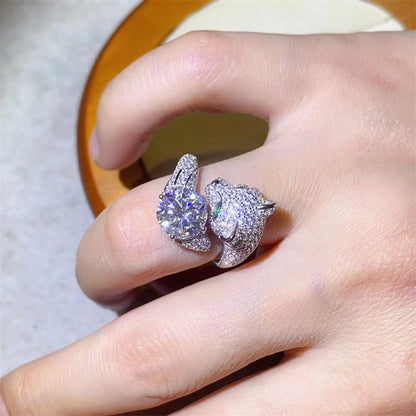 2 Carat Moissanite Ring for Women, Round Stone Pavé Ring, Engagement Promise Wedding Ring, Color Stone Statement Ring