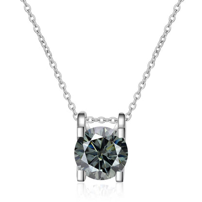 1/2 ct Moissanite Pendant Necklace, Box Chain, Round Color Stone, Layering Jewelry